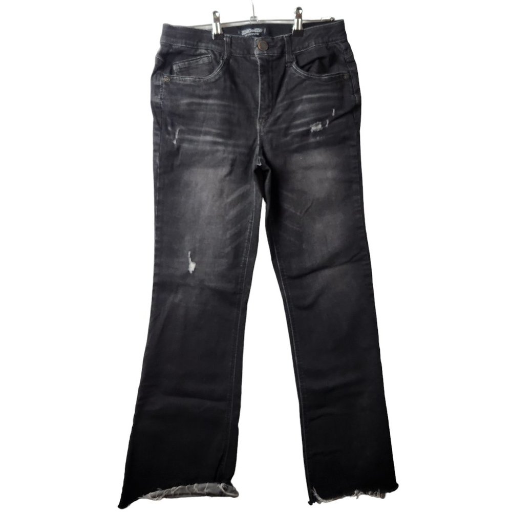 Mac and Me Womens Black Vintage Boot with Raw Hem Jean Size 8